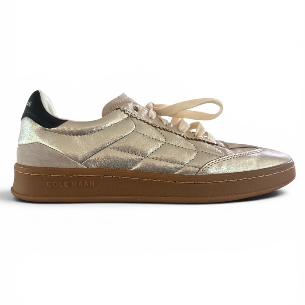 Cole Haan Metallic Quilted Leather Sneakers Womens Size 6.5